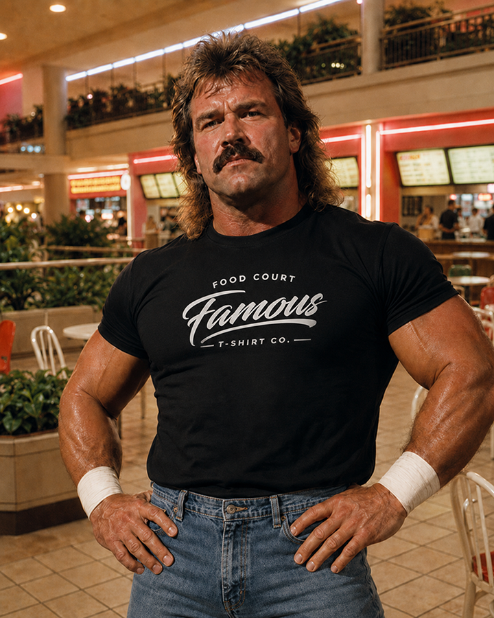 Original Food Court Famous Brand T-Shirt - White Print - Image 2